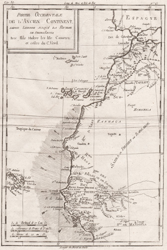 Partie Occidentale de L'Ancien Continent, depuis Lisbon jusqua la Riviere de Sierra Leona avec Isle Madere, les Isle Canaries, et celles du C. Verd 1780
